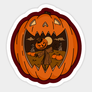 Scary scarecrow and pumpkin Sticker
